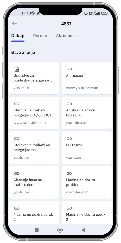 DigiPro mobile app knowledge base attached to a work order