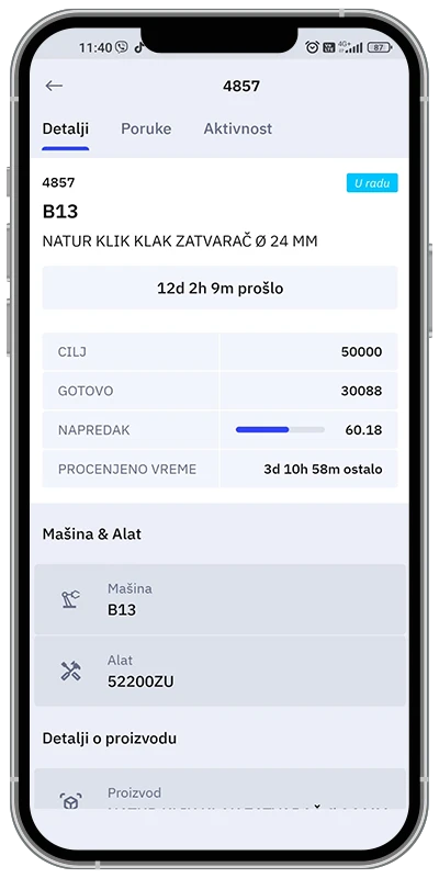 DigiPro mobile app showing work order details